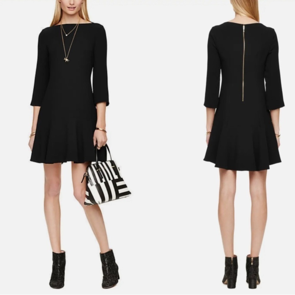 kate spade new york Flounce Crepe Mini‎ Dress in Black 4